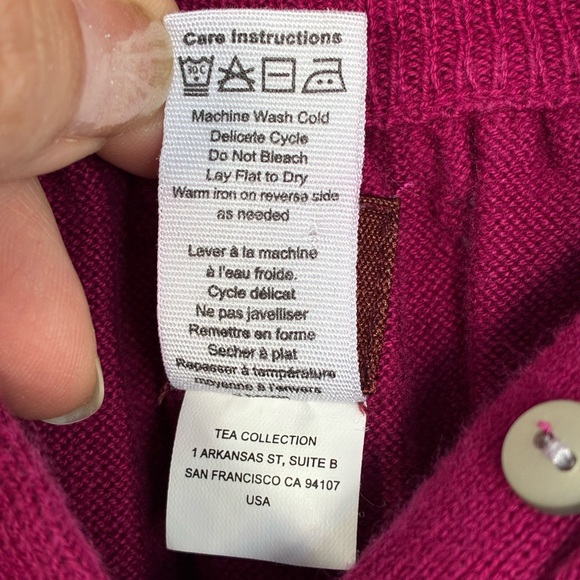 Tea Collection Fuchsia Button-Up Pointelle Sweater - Picture 4 of 11